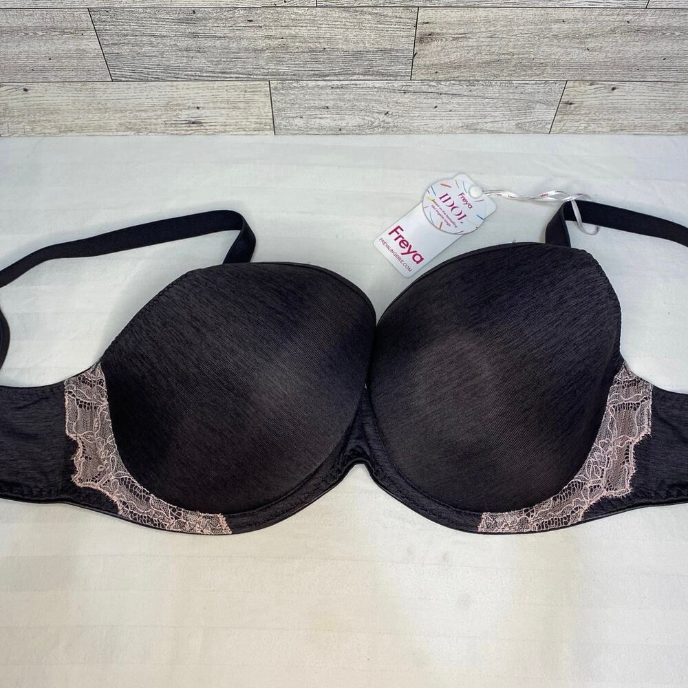 FREYA NWT UNDERWIRE Charcoal Pink Lace Balcony Style Bra Size 30FF
